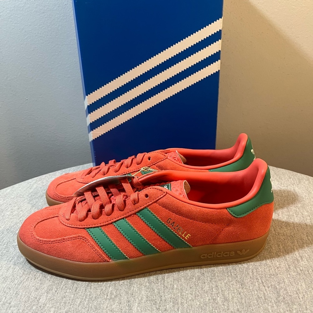 Adidas Originals Gazelle Indoor Sneakers Preloved Scarlet Green Men’s 9.5 JH5407 - Picture 5 of 11